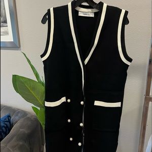 Zara Knit Vest dress with pearls size L NEW